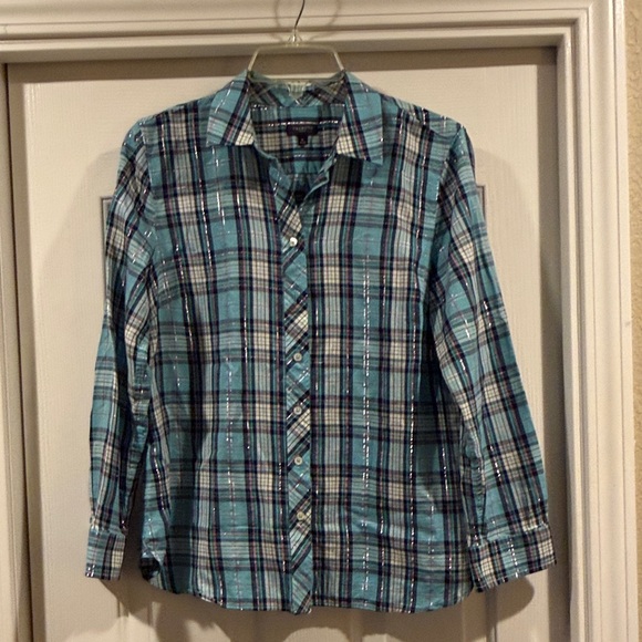 Talbots Tops - Talbots women’s blue plaid shirt like new MP